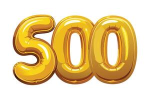 Gold foil balloons spelling out the number 500. vector