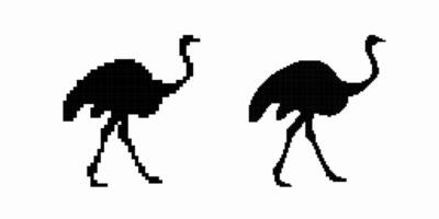 Silhouette of two ostriches walking gracefully with long necks and legs visible in simple silhouette vector