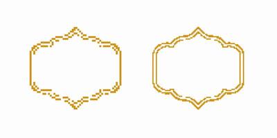 Pixel art golden frames with elegant geometric design and detailed ornamentation vector