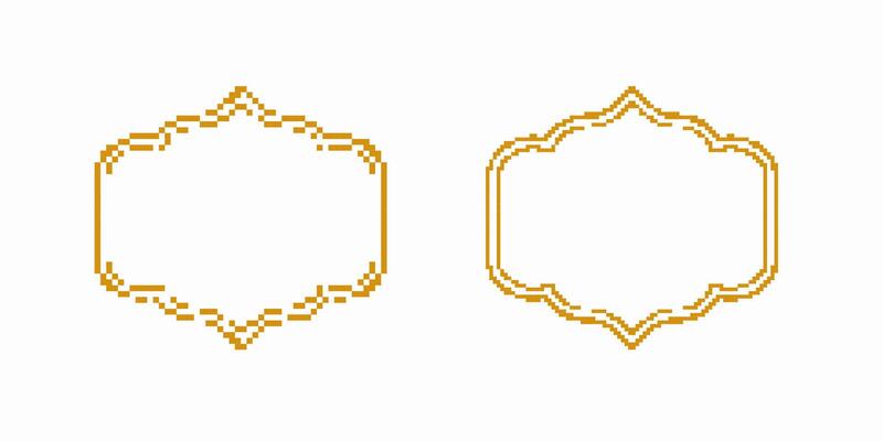 Pixel art golden frames with elegant geometric design and detailed ornamentation
