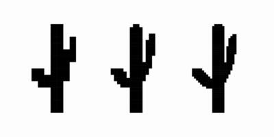 Abstract digital art three pixelated cactus plants in different shapes and heights vector