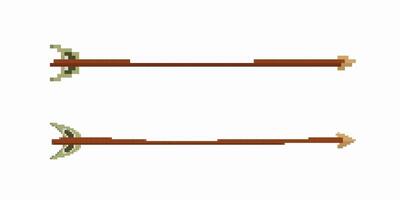 Two crossed wooden arrows with feathers and sharp stone tips facing each other horizontally vector