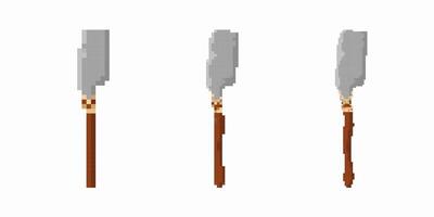 Pixel art feather duster in different angles reveals simple design and clean functionality vector