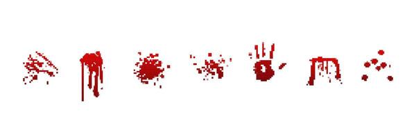 Red handprint and splatter patterns in various sizes and shapes on a light canvas vector