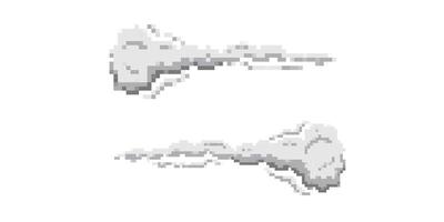 Two distinctive pixelated clouds with unique shapes and defined outlines in digital style vector