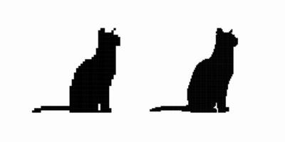 Silhouette of two sitting cats facing each other in profile view vector