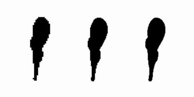 Three black silhouettes in varied shapes display creative artform balance vector
