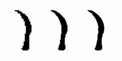 Three bold black curved lines aligned side by side displayed against vector