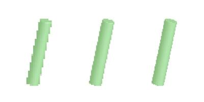 Three green straws aligned in a row displaying minimalist arrangement and symmetry vector