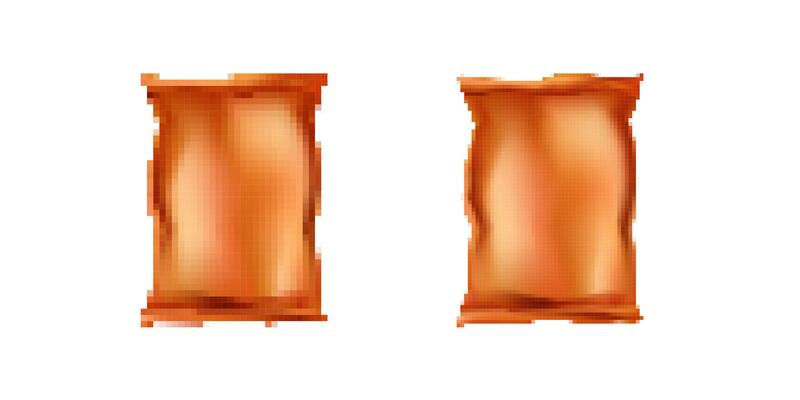 Two identical orange snack packets aligned side by side in vertical arrangement