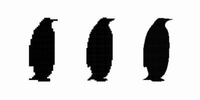 Three penguin silhouettes standing side by side in a simple illustration format vector