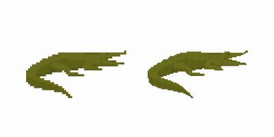 Pixel art crocodile in side view with a glitch effect vector
