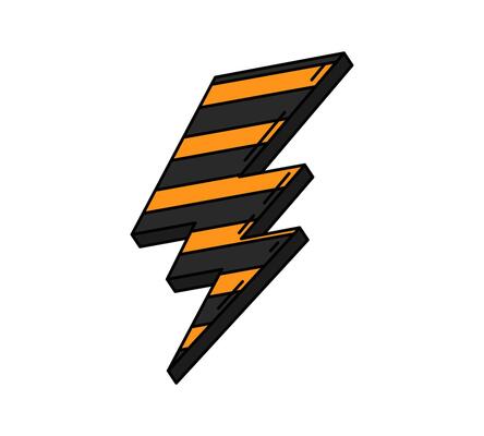 Cartoon groovy hippie lightning Halloween symbol