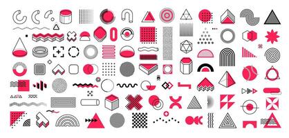 Memphis shapes with abstract line graphic pattern vector