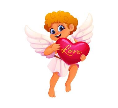 Valentines day cherub angel character with a heart vector