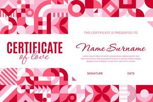 Certificate of love with geometric pattern vector
