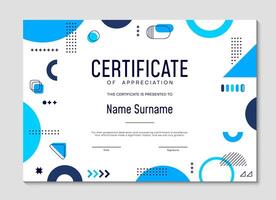 Diploma certificate template with Memphis shapes vector