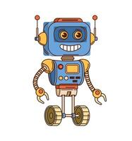 Groovy robot and droid character, cartoon machine vector