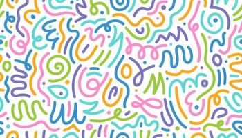 Color line squiggle swirl shape seamless pattern vector
