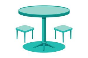 Teal Round Table and Stools for a Casual Cafe Setting vector