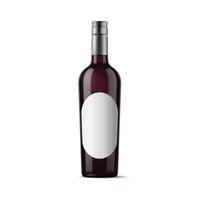 A bottle of wine with a white label on it vector