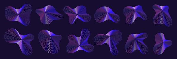 3d sound line wave shapes, music graphic pattern vector
