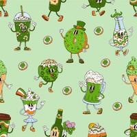 Groovy St Patrick food or drink characters pattern vector