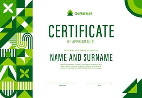 Certificate template with geometric shapes vector