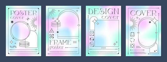 Y2k color gradient background poster covers, frame vector
