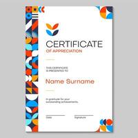 Certificate diploma template geometric pattern vector