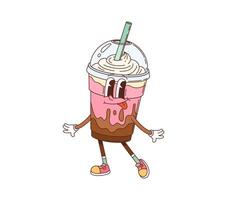 A cartoon character of a milkshake with a straw vector