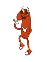 Groovy math number one cartoon y2k character vector