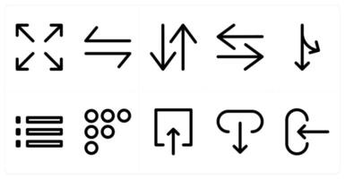 Set of 10 directions icons as directions, right left, up down vector