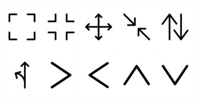 Set of 10 directions icons as capture, arrows, directions vector