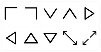 Set of 10 directions icons as right arrow, left arrow, up arrow vector