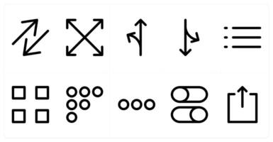 Set of 10 directions icons as opposite arrows, direcions, ways vector