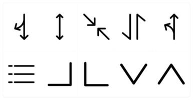 Set of 10 directions icons as route, directions, opposite arrows vector