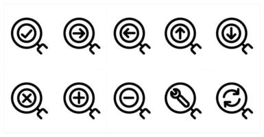Set of 10 search icons as search, send search, receive search vector