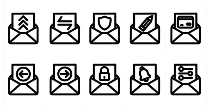 Set of 10 message icons as message, message sync, message security vector
