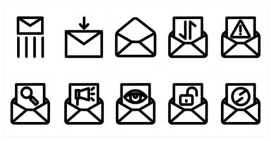 Set of 10 message icons as message, message download, envelope vector