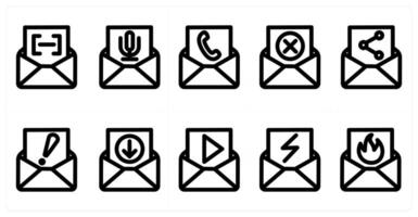 Set of 10 message icons as message, audio message, call message vector
