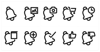 Set of 10 notification icons as notification, notification image, notification camera vector