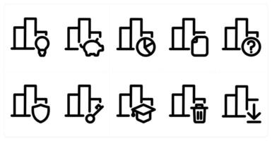 Set of 10 bar graph icons as graph idea, graph savings, statistic vector