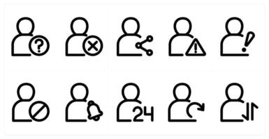 Set of 10 user icons as user query, remove user, share user vector