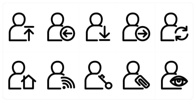 conjunto de 10 usuario íconos como subir usuario, recibir usuario, descargar usuario vector
