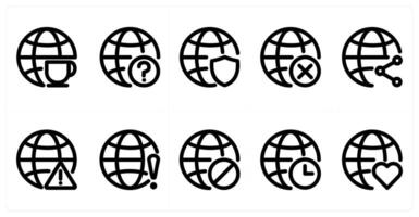 Set of 10 global icons as global, global query, global security vector