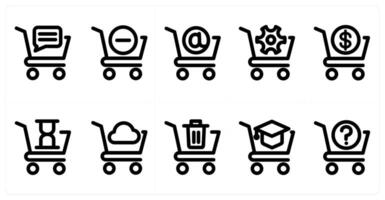 Set of 10 cart icons as cart message, remove cart, email cart vector