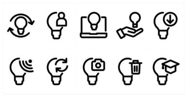 Set of 10 idea icons as idea, innovation, imagination vector