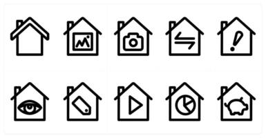 Set of 10 home icons as home, home image, home camera vector