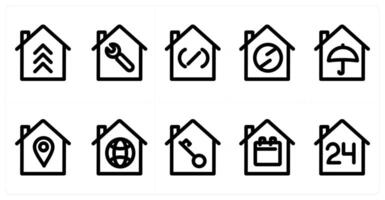 Set of 10 home icons as home, home renovation, home refresh vector